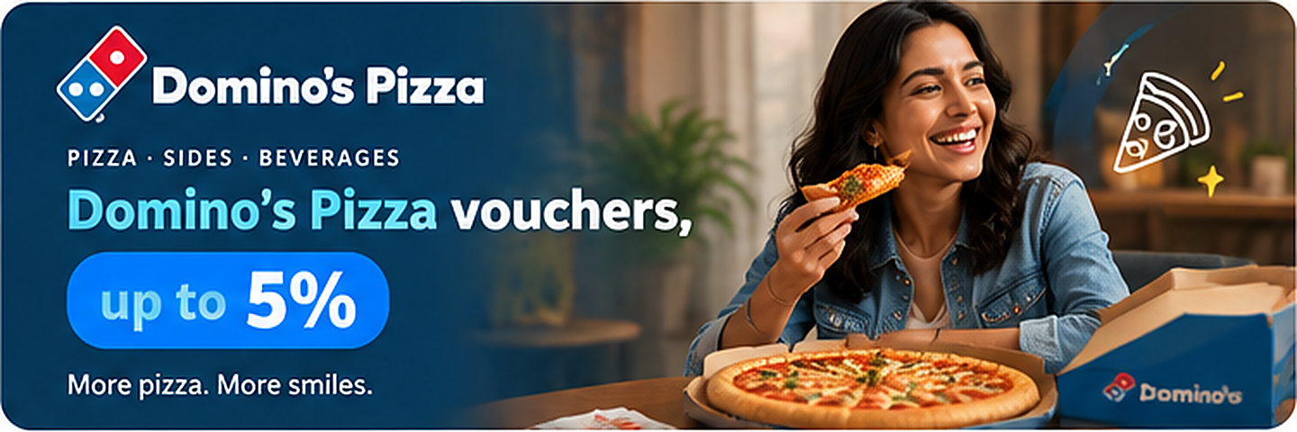 Domino's Pizza vouchers — up to 5%